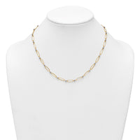 14k Two-tone Polished Oval Beaded 18in Necklace-SF3270-18