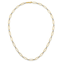 14k Two-tone Polished Oval Beaded 18in Necklace-SF3270-18