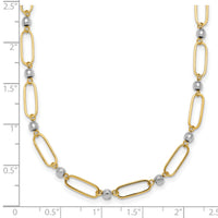 14k Two-tone Polished Oval Beaded 18in Necklace-SF3270-18
