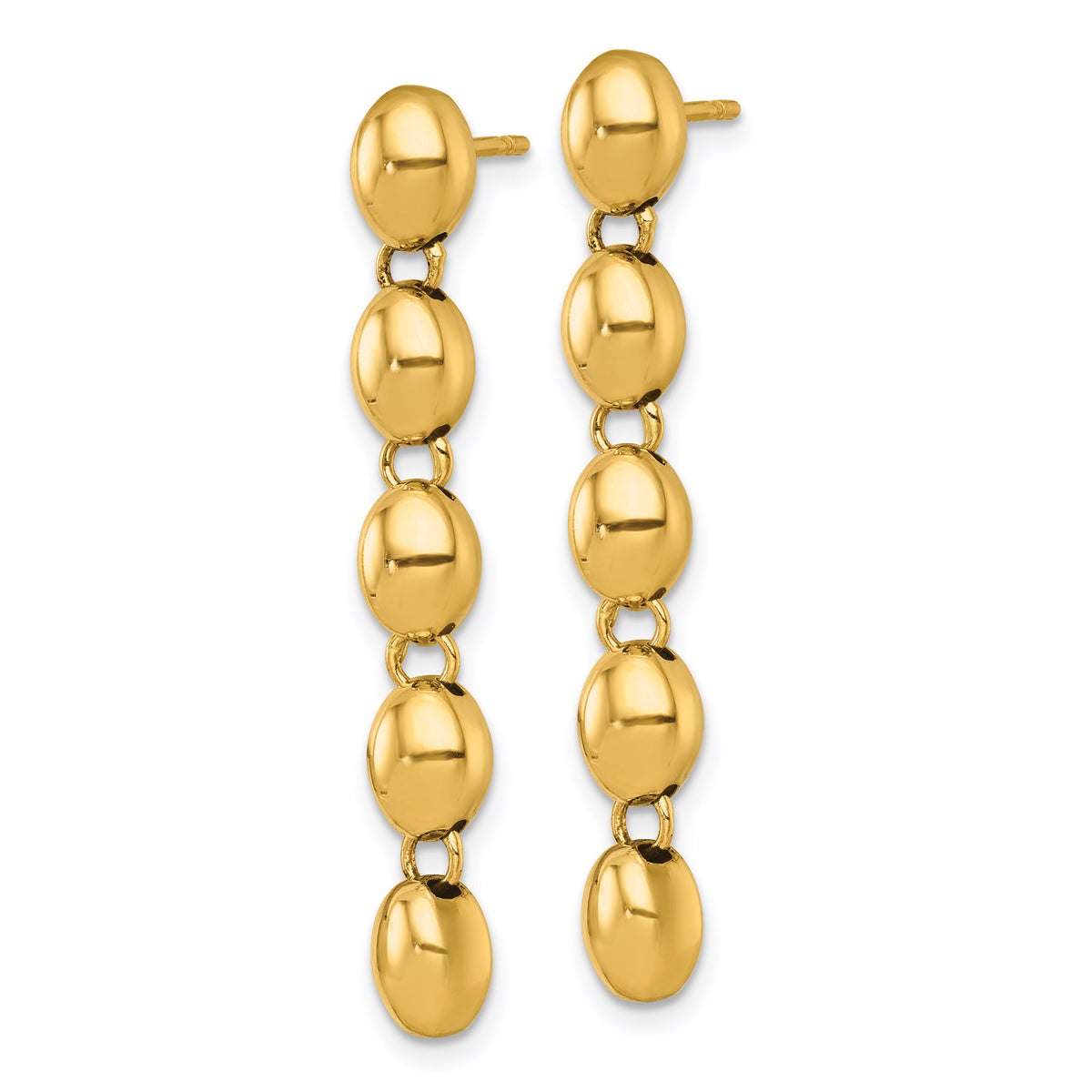14k Polished Round Fancy Link 5.25mm Post Dangle Earrings-SF3271E