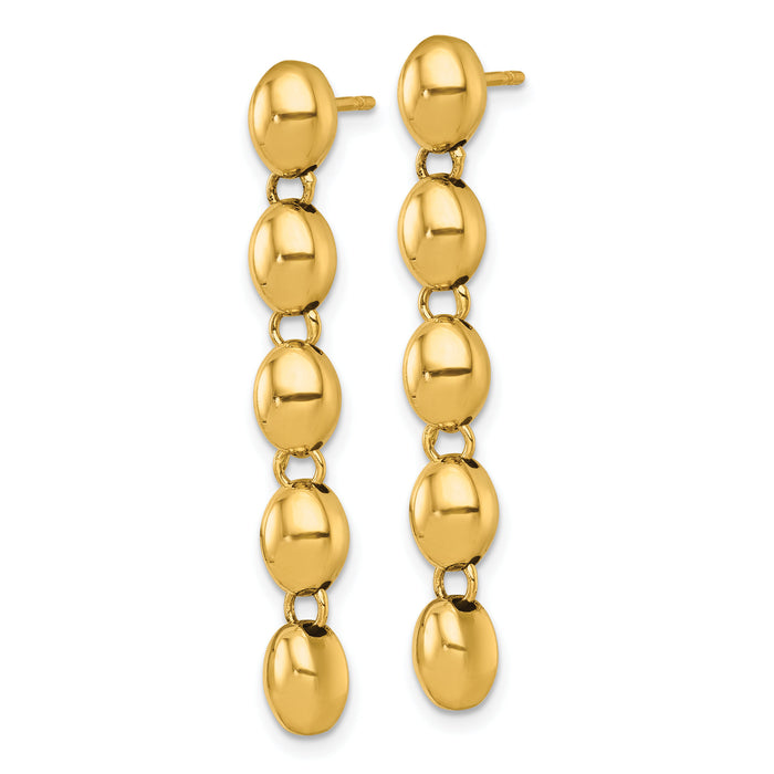 14k Polished Round Fancy Link 5.25mm Post Dangle Earrings-SF3271E