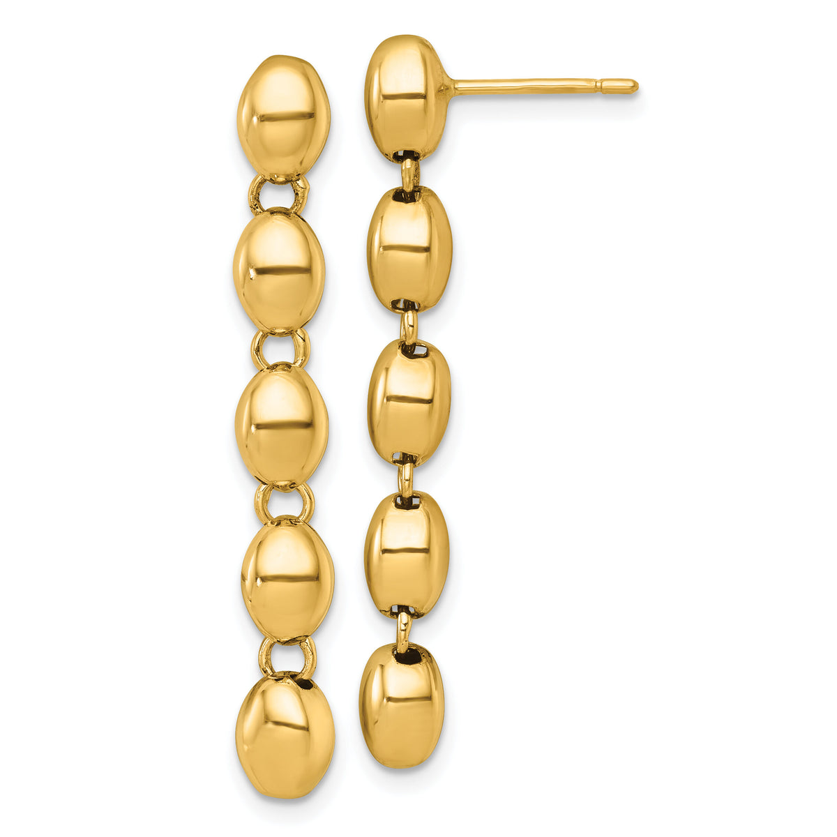 14k Polished Round Fancy Link 5.25mm Post Dangle Earrings-SF3271E
