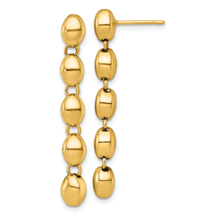 14k Polished Round Fancy Link 5.25mm Post Dangle Earrings-SF3271E