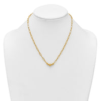 14K Polished Beaded 18in Paperclip Necklace-SF3272-18