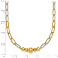 14K Polished Beaded 18in Paperclip Necklace-SF3272-18