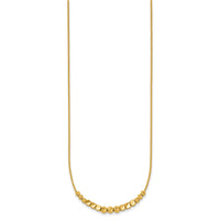 14K Polished Diamond-cut and Beaded 16in w/ 2in Ext Necklace-SF3274-16