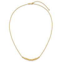 14K Polished Diamond-cut and Beaded 16in w/ 2in Ext Necklace-SF3274-16