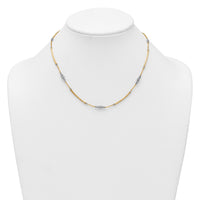 14k Two-Tone Woven Bars and D/C Beads Necklace-SF3275-16.75