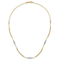 14k Two-Tone Woven Bars and D/C Beads Necklace-SF3275-16.75