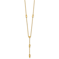 14K Polished Diamond-cut & Beaded Lariat 16in w/2in Ext Necklace-SF3276-16