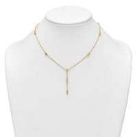 14K Polished Diamond-cut & Beaded Lariat 16in w/2in Ext Necklace-SF3276-16