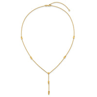 14K Polished Diamond-cut & Beaded Lariat 16in w/2in Ext Necklace-SF3276-16