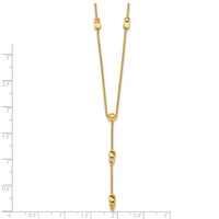 14K Polished Diamond-cut & Beaded Lariat 16in w/2in Ext Necklace-SF3276-16