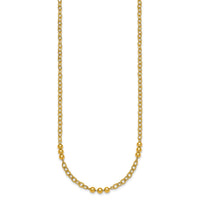 14K Polished 18in Fancy Beaded Cable Link Necklace-SF3277-18