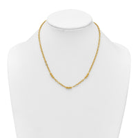 14K Polished 18in Fancy Beaded Cable Link Necklace-SF3277-18