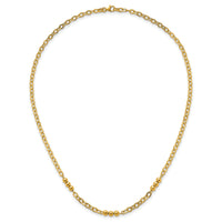 14K Polished 18in Fancy Beaded Cable Link Necklace-SF3277-18