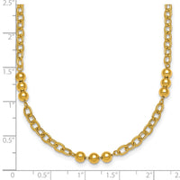 14K Polished 18in Fancy Beaded Cable Link Necklace-SF3277-18