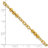 14K Polished 7.5in Fancy Beaded Cable Link Bracelet-SF3277-7.5