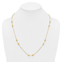 14K Polished and Brushed Beaded Station 24 Inch Necklace-SF3278-24