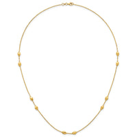 14K Polished and Brushed Beaded Station 24 Inch Necklace-SF3278-24