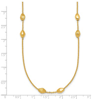 14K Polished and Brushed Beaded Station 24 Inch Necklace-SF3278-24