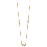 14K Two-Tone Polished Diamond-cut Bead Fancy w/2in ext. Necklace-SF3279-16