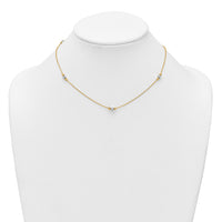 14K Two-Tone Polished Diamond-cut Bead Fancy w/2in ext. Necklace-SF3279-16