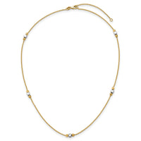 14K Two-Tone Polished Diamond-cut Bead Fancy w/2in ext. Necklace-SF3279-16