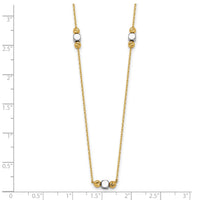 14K Two-Tone Polished Diamond-cut Bead Fancy w/2in ext. Necklace-SF3279-16