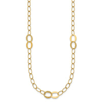 14k Polished and Diamond-cut Fancy Open Link 16.75in Necklace-SF3280-16.75