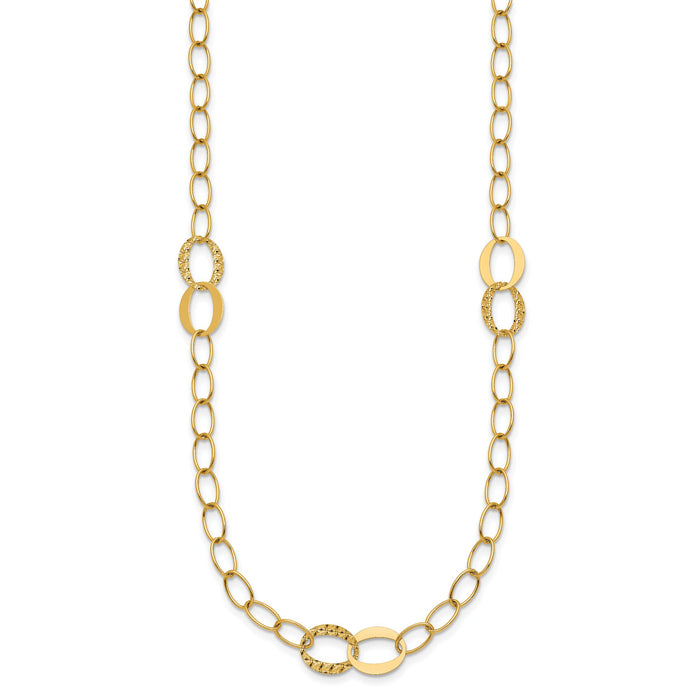 14k Polished and Diamond-cut Fancy Open Link 16.75in Necklace-SF3280-16.75