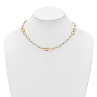 14k Polished and Diamond-cut Fancy Open Link 16.75in Necklace-SF3280-16.75