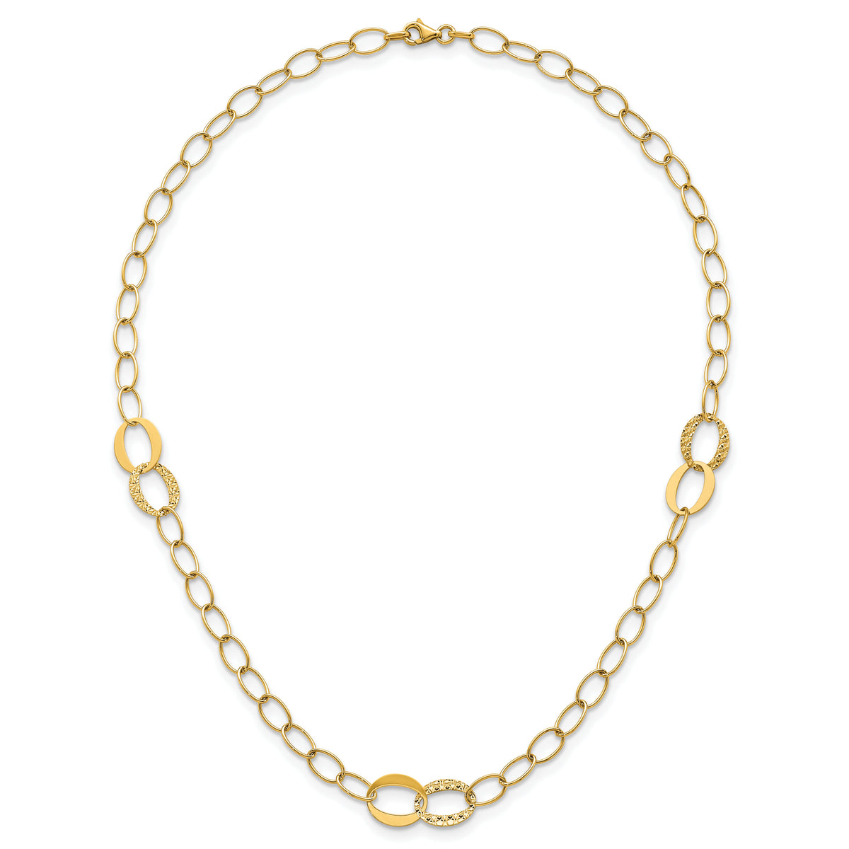 14k Polished and Diamond-cut Fancy Open Link 16.75in Necklace-SF3280-16.75