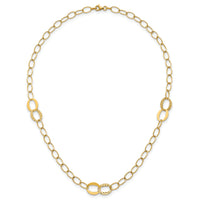 14k Polished and Diamond-cut Fancy Open Link 16.75in Necklace-SF3280-16.75