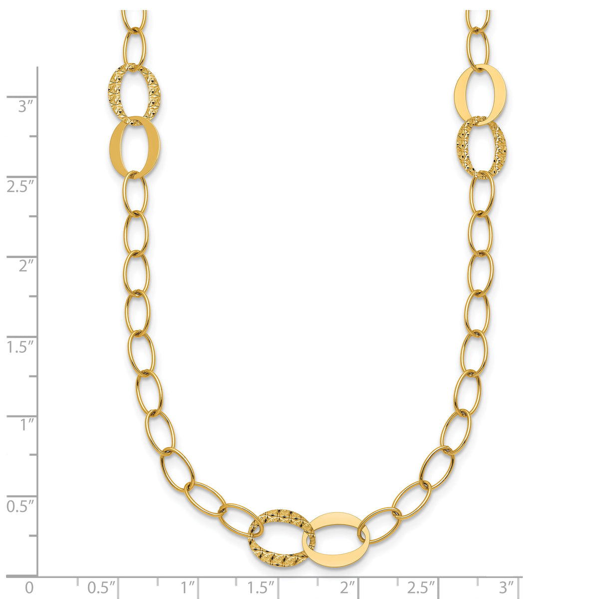 14k Polished and Diamond-cut Fancy Open Link 16.75in Necklace-SF3280-16.75