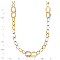 14k Polished and Diamond-cut Fancy Open Link 16.75in Necklace-SF3280-16.75