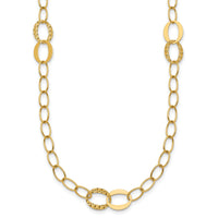 14k Polished and Diamond-cut Fancy Open Link 16.75in Necklace-SF3280-16.75