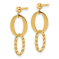 14k Polished and Textured Fancy Link Post Dangle Earrings-SF3280E