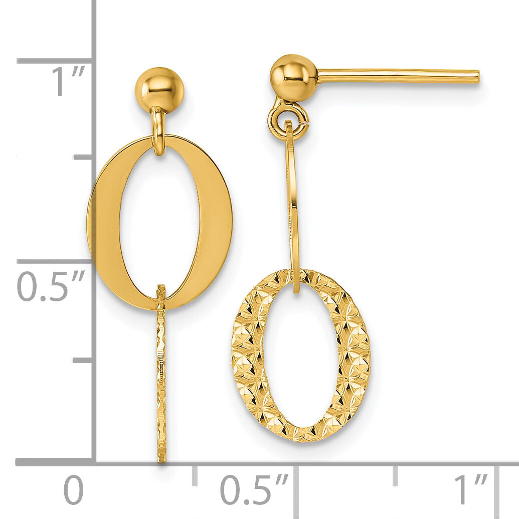 14k Polished and Textured Fancy Link Post Dangle Earrings-SF3280E