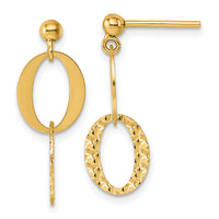 14k Polished and Textured Fancy Link Post Dangle Earrings-SF3280E
