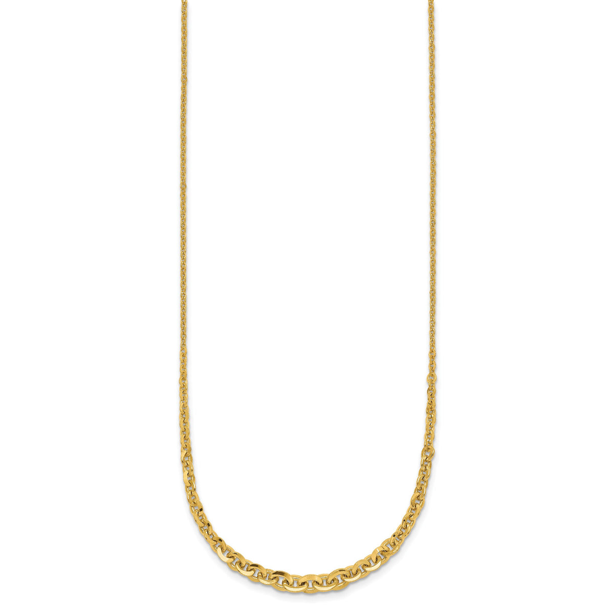 14k Polished Fancy Graduated 18 inch Link Necklace-SF3281-18