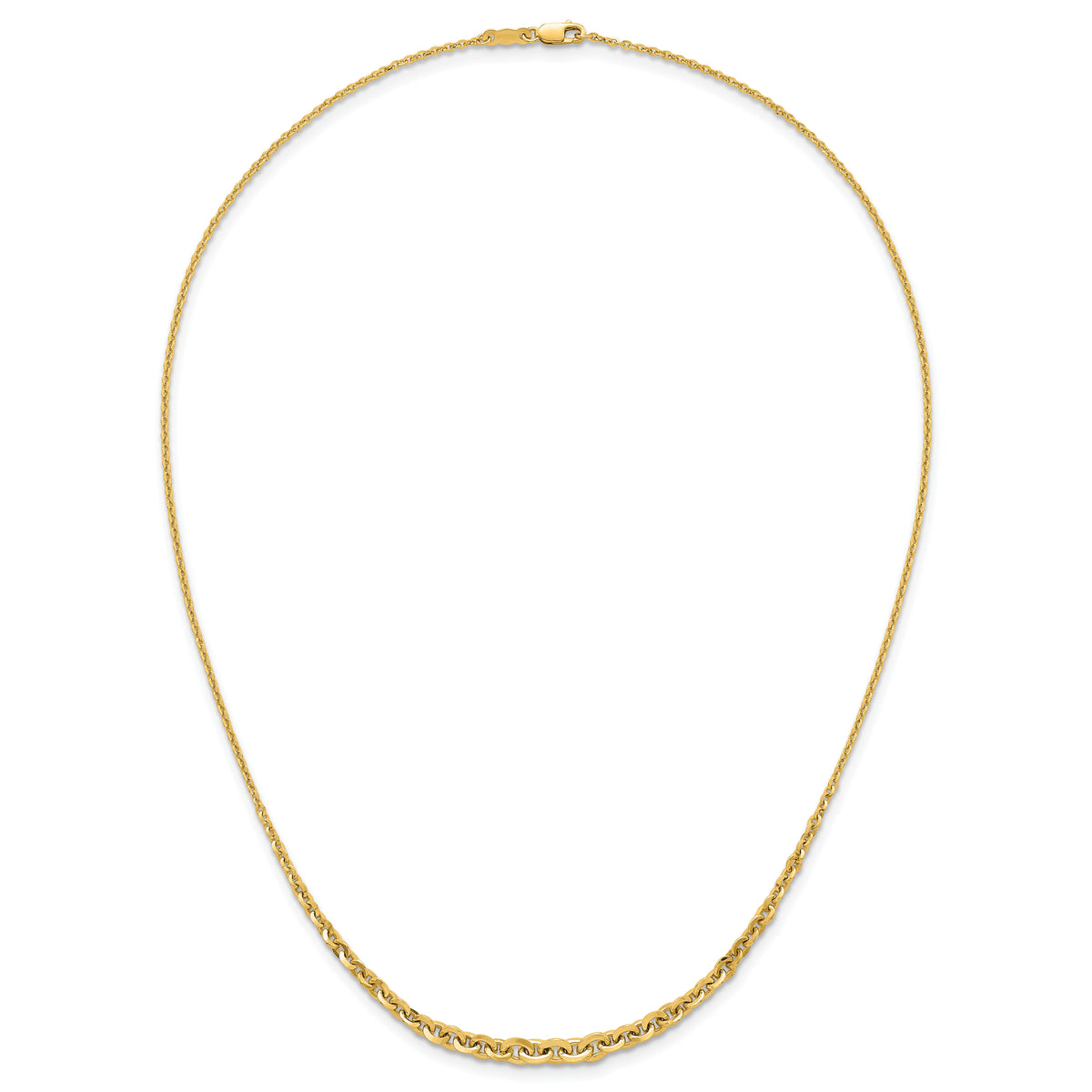 14k Polished Fancy Graduated 18 inch Link Necklace-SF3281-18