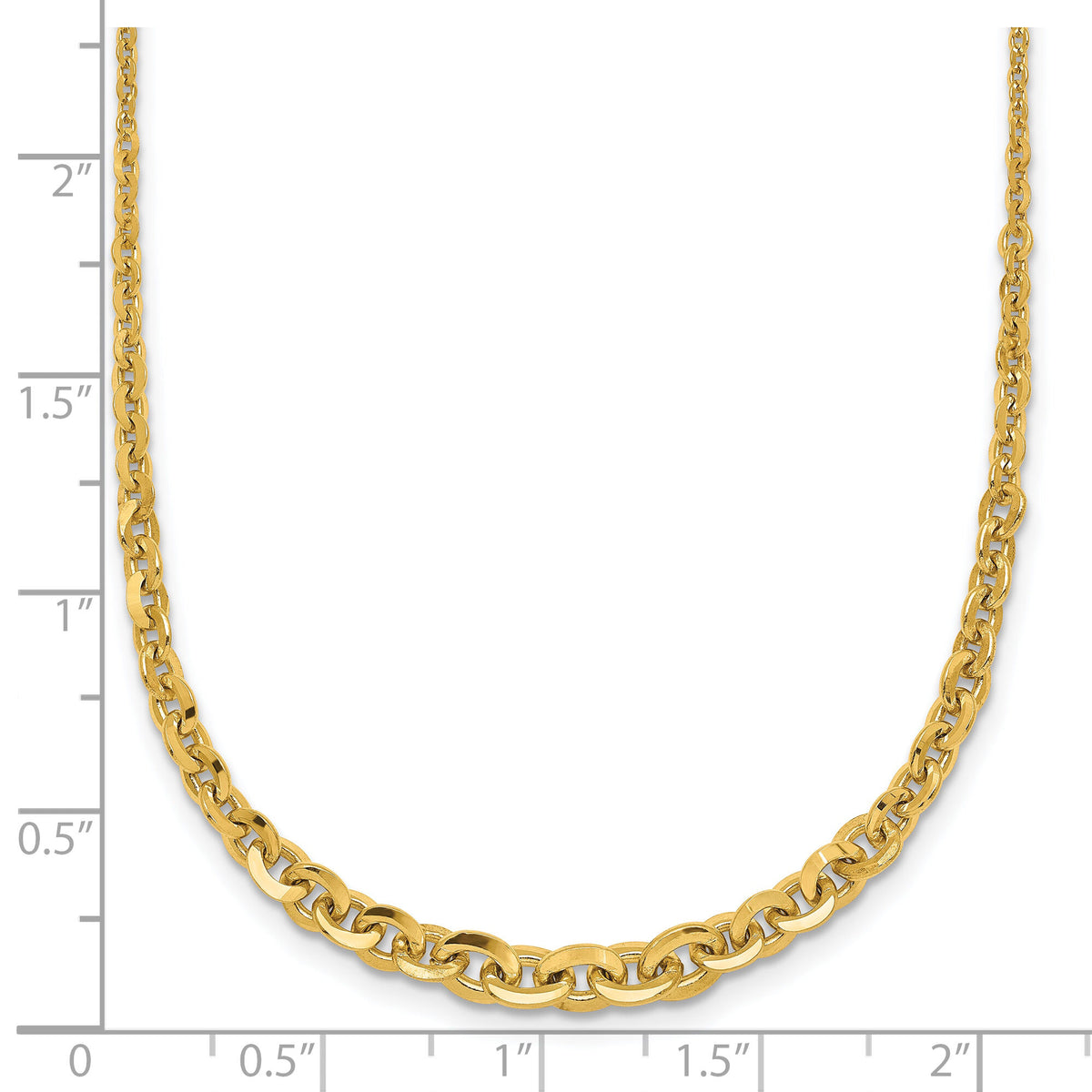 14k Polished Fancy Graduated 18 inch Link Necklace-SF3281-18