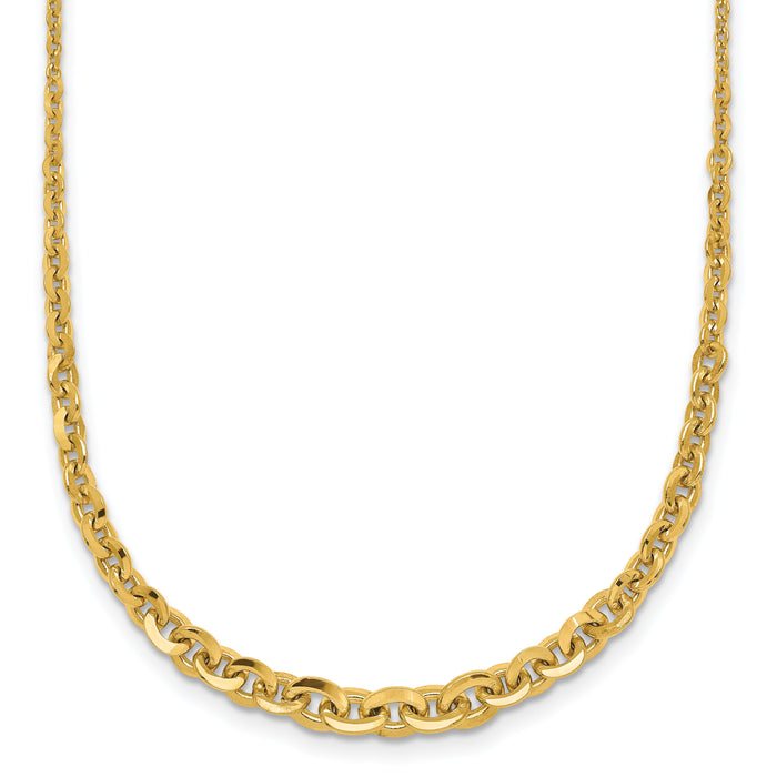 14k Polished Fancy Graduated 18 inch Link Necklace-SF3281-18