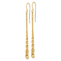 14k Polished Fancy Graduated Link Dangle Shepherd's Hook Earrings-SF3281E