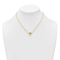 14k w/White Rhodium Polished Daisy 16in With 2in Ext Necklace-SF3282-16