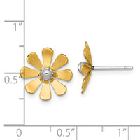 14k w/White Rhodium Polished Daisy Post Earrings-SF3282E
