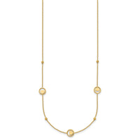 14k Polished Heart in Circle with D/C Beads 16.75in Necklace-SF3283-16.75