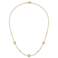 14k Polished Heart in Circle with D/C Beads 16.75in Necklace-SF3283-16.75