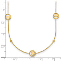 14k Polished Heart in Circle with D/C Beads 16.75in Necklace-SF3283-16.75